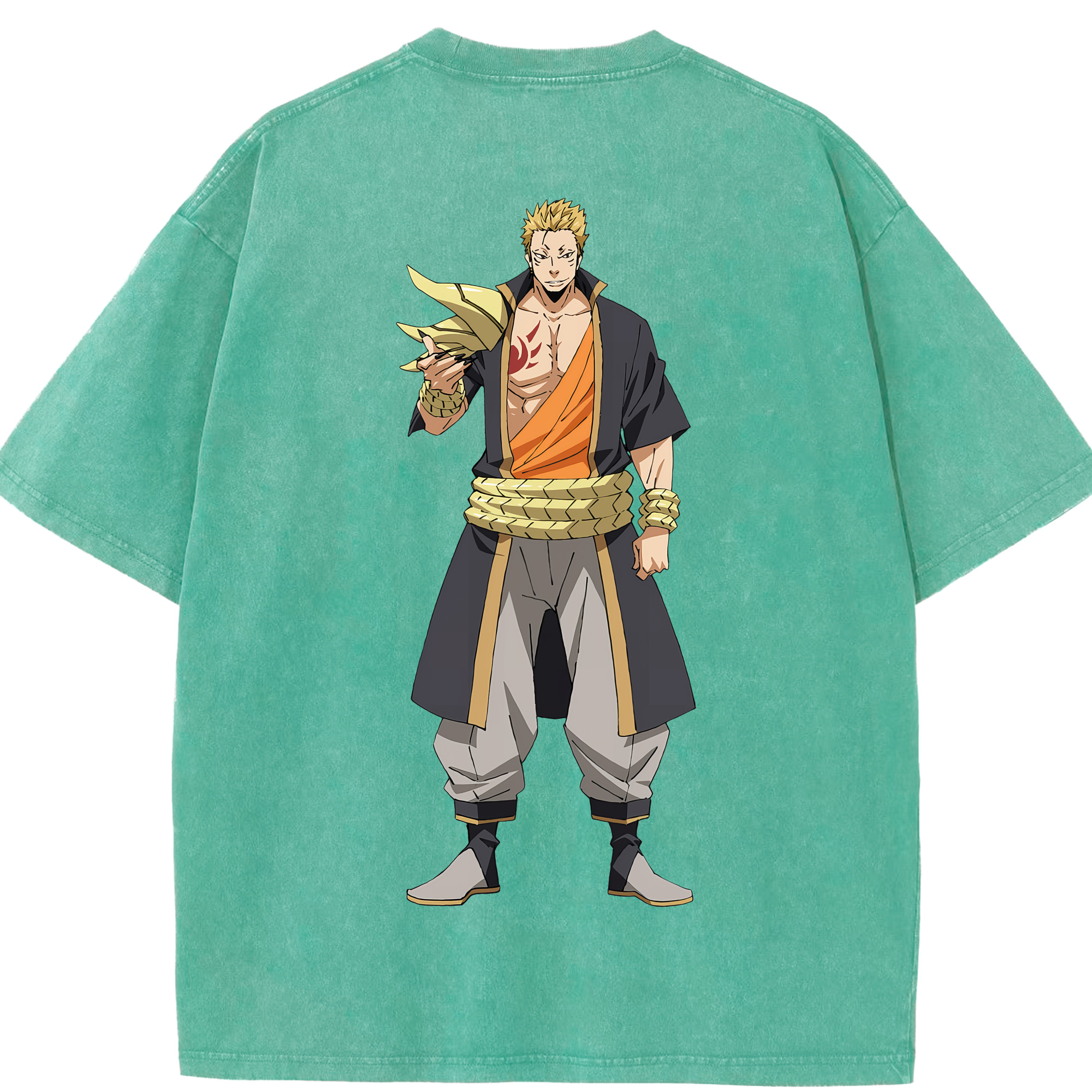 （画像用） 転スラ Regarding Reincarnated to Slime 綿100% ヴィンテージ風 半袖Tシャツ（背面プリント）